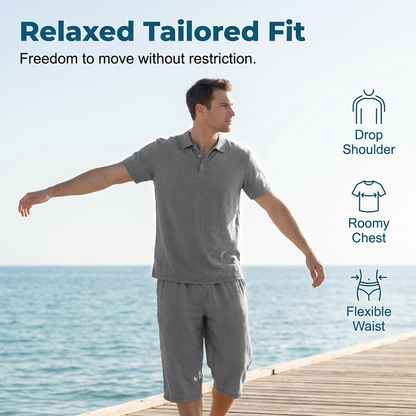 👔 50% DE RÉDUCTION 🌿 Ensemble chemise & pantalon décontracté en lin pour homme – Léger, respirant & coupe relaxe – Parfait pour l’été, les vacances ou le bureau – look naturel et sans effort 👖
