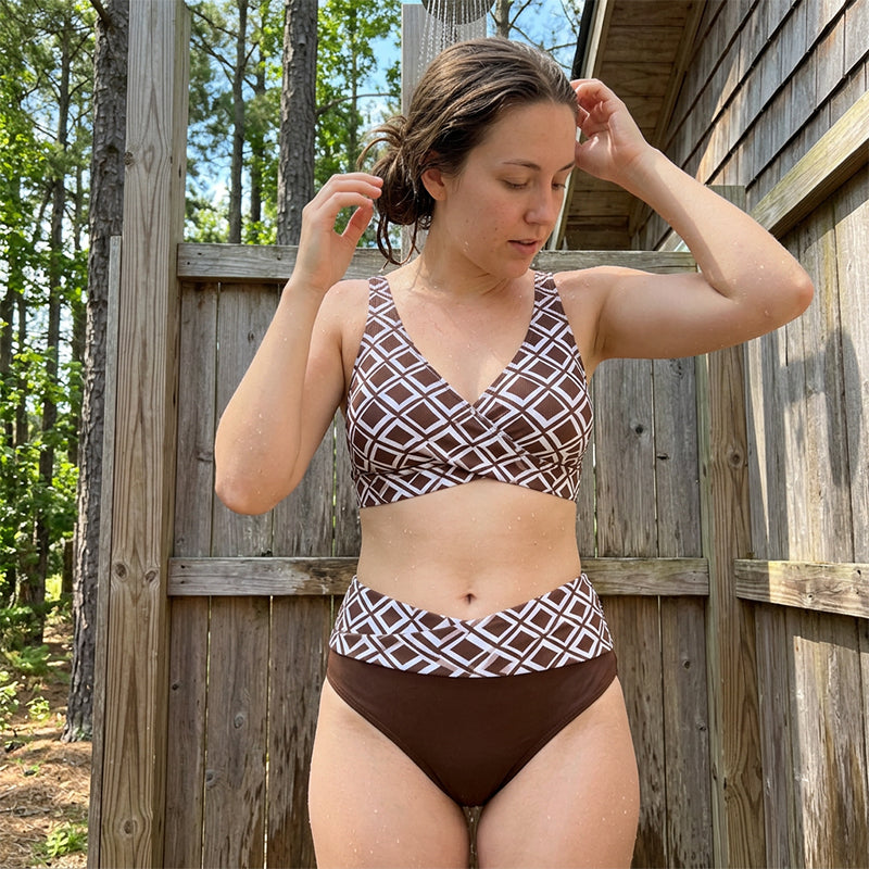 👙 50% DE RÉDUCTION 🌊 Ensemble bikini deux pièces taille haute femme – Soutien-gorge à coques & shorty assorti – Tissu extensible, séchage rapide – parfait pour la plage, la piscine ou les vacances ☀️