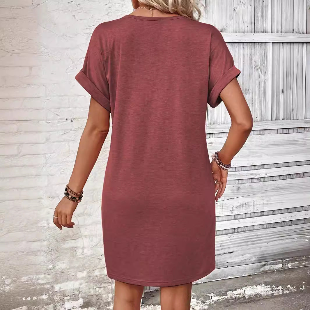 📢 PROMO LIMITÉE -50% ! ✨ Robe Femme Col V Boutons Manches Retroussées – Tissu Respirant Qualité, Coupe Flatteuse, 5 Couleurs Intemporelles · S–XL · Jour & Soir 🌸