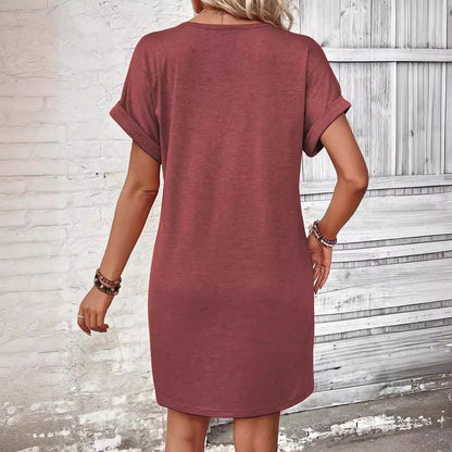📢 PROMO LIMITÉE -50% ! ✨ Robe Femme Col V Boutons Manches Retroussées – Tissu Respirant Qualité, Coupe Flatteuse, 5 Couleurs Intemporelles · S–XL · Jour & Soir 🌸
