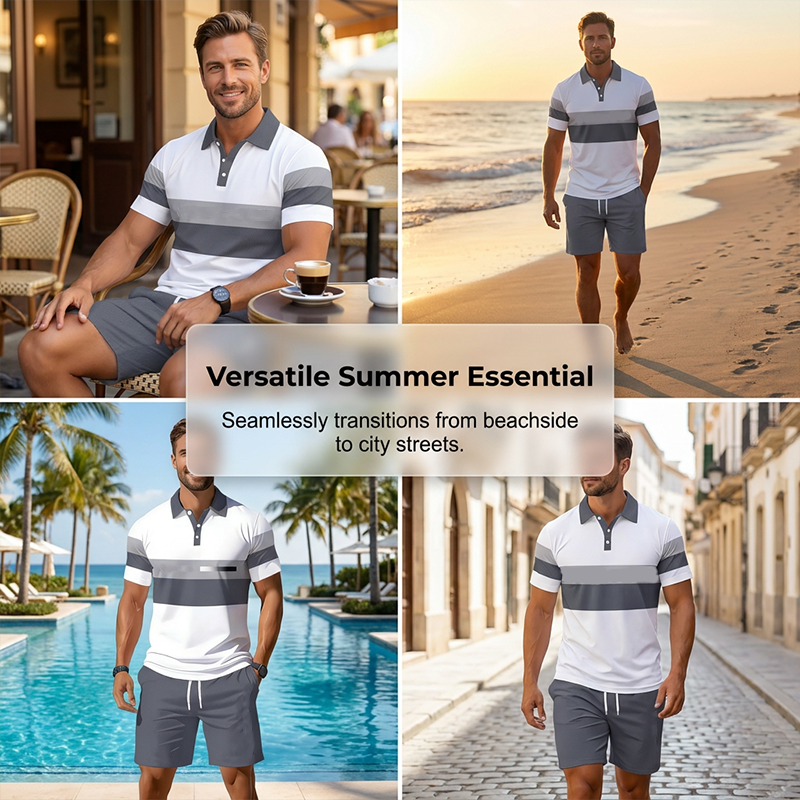 📢📢 -60% ⏰ Ensemble deux pièces homme : chemise et short