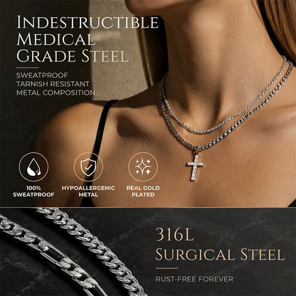📢📢50 % DE RÉDUCTION !! ⏰Collier à chaîne croisée double rangée