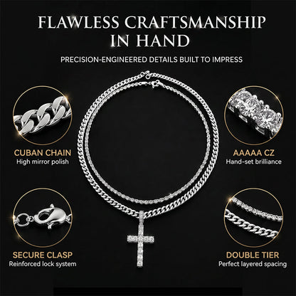 📢📢50 % DE RÉDUCTION !! ⏰Collier à chaîne croisée double rangée