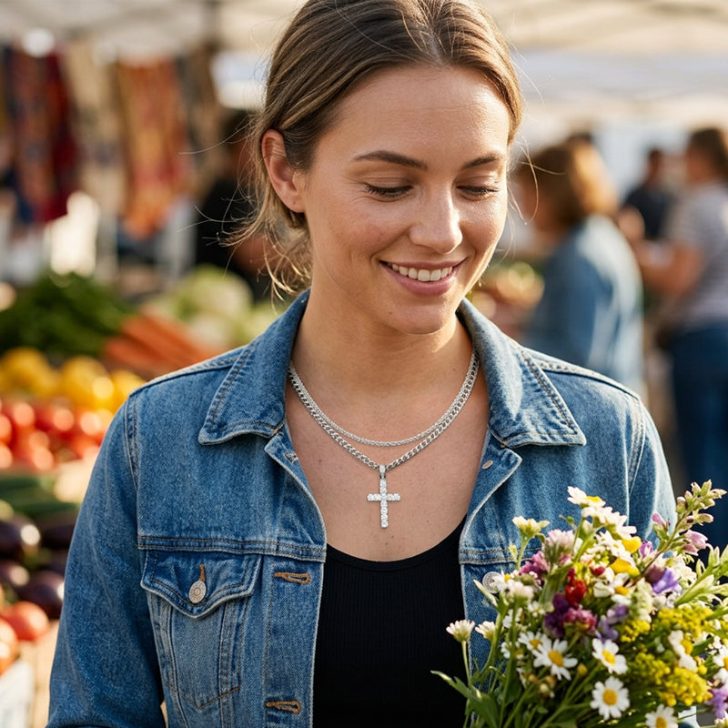📢📢50 % DE RÉDUCTION !! ⏰Collier à chaîne croisée double rangée