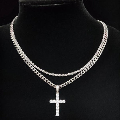 📢📢50 % DE RÉDUCTION !! ⏰Collier à chaîne croisée double rangée