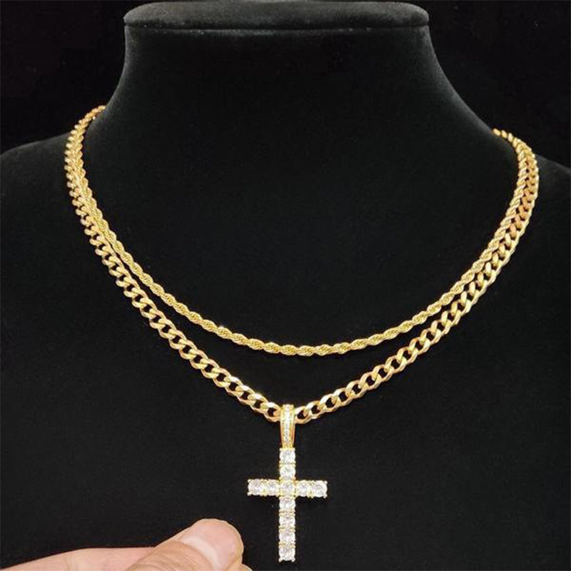 📢📢50 % DE RÉDUCTION !! ⏰Collier à chaîne croisée double rangée
