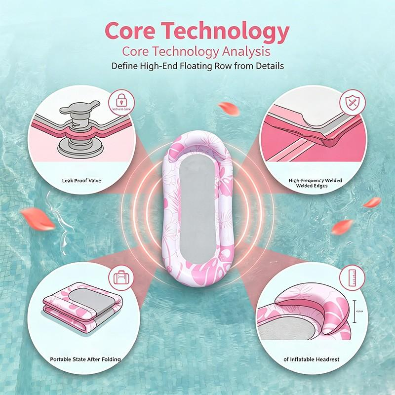 📢📢60 % DE RÉDUCTION !! ⏰Hamac Flottant Gonflable pour Piscine avec Centre en Filet – Confort & Fraîcheur pour l'Été