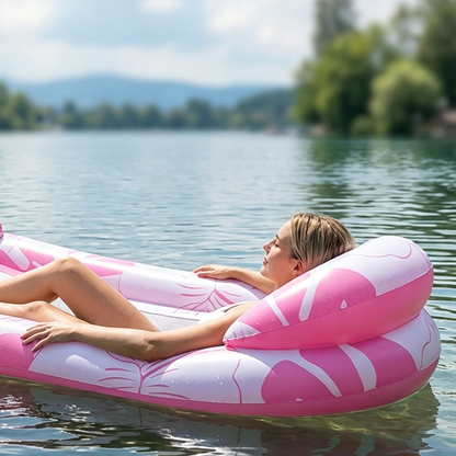 📢📢60 % DE RÉDUCTION !! ⏰Hamac Flottant Gonflable pour Piscine avec Centre en Filet – Confort & Fraîcheur pour l'Été