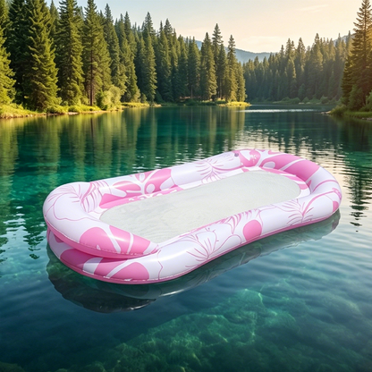 📢📢60 % DE RÉDUCTION !! ⏰Hamac Flottant Gonflable pour Piscine avec Centre en Filet – Confort & Fraîcheur pour l'Été