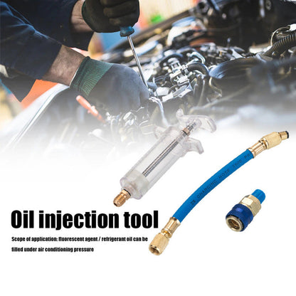 📢📢40 % DE RÉDUCTION !! ⏰Injecteur Colorant & Huile Climatisation Auto – Laiton Premium Haute Résistance, Tuyau 2500 PSI, Raccord Rapide R134a, Corps Transparent Gradué · 230g ✨