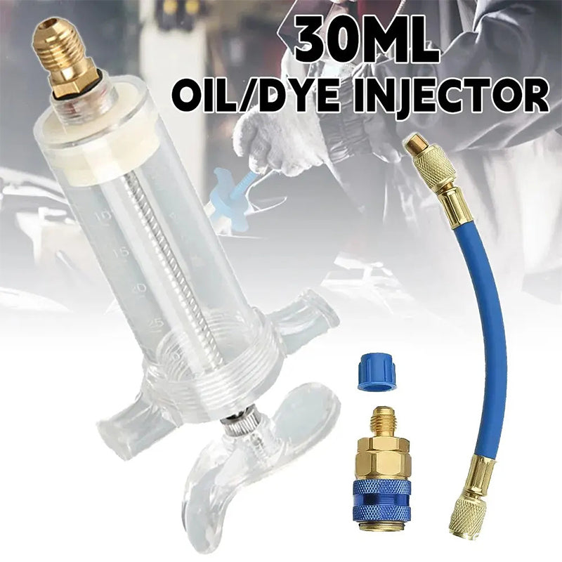 📢📢40 % DE RÉDUCTION !! ⏰Injecteur Colorant & Huile Climatisation Auto – Laiton Premium Haute Résistance, Tuyau 2500 PSI, Raccord Rapide R134a, Corps Transparent Gradué · 230g ✨