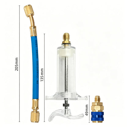 📢📢40 % DE RÉDUCTION !! ⏰Injecteur Colorant & Huile Climatisation Auto – Laiton Premium Haute Résistance, Tuyau 2500 PSI, Raccord Rapide R134a, Corps Transparent Gradué · 230g ✨
