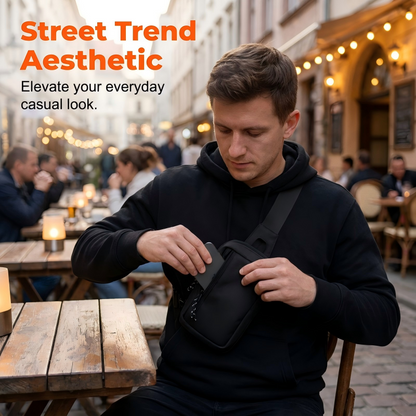 📢📢40 % DE RÉDUCTION !! ⏰Sac Bandoulière Homme Urban Commuter – Tissu Polyester Résistant Eau, Compartiments Organisés Passeport Téléphone Clés, Sangle Réglable 3 Ports · Ultraléger · Noir ✨