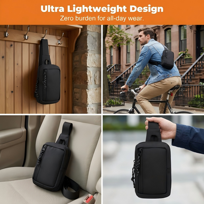 📢📢40 % DE RÉDUCTION !! ⏰Sac Bandoulière Homme Urban Commuter – Tissu Polyester Résistant Eau, Compartiments Organisés Passeport Téléphone Clés, Sangle Réglable 3 Ports · Ultraléger · Noir ✨