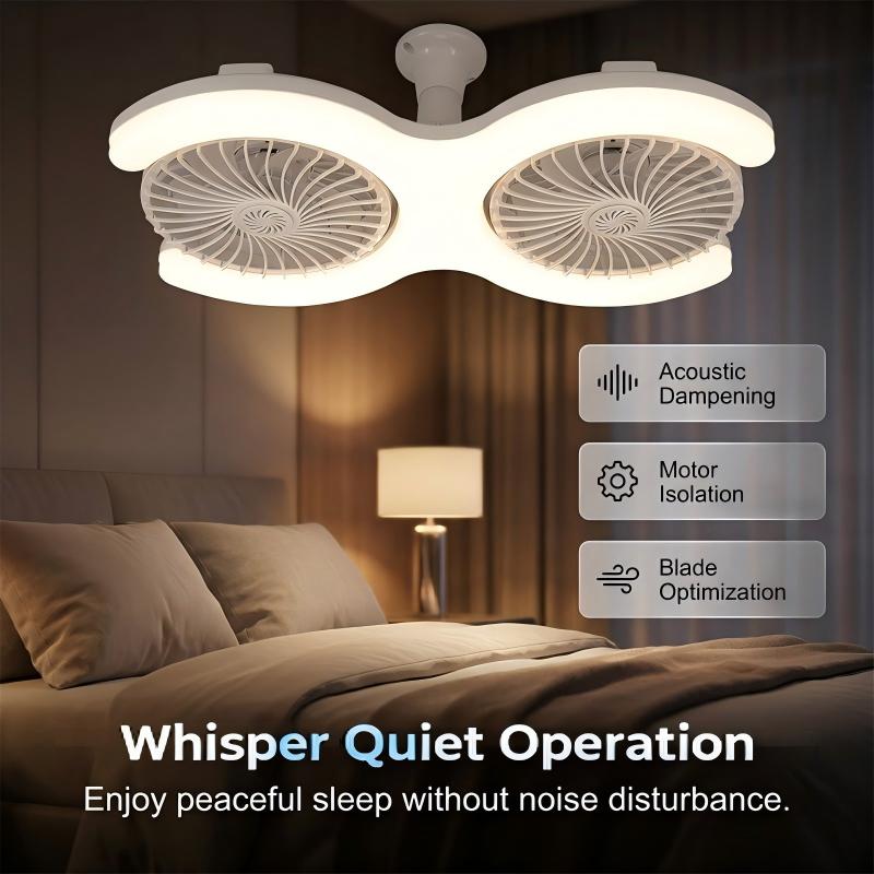 💡🌀 -40% ! Ventilateur de plafond LED double tête – 2 têtes indépendantes, 3 vitesses et télécommande – Idéal pour les grandes pièces ✨