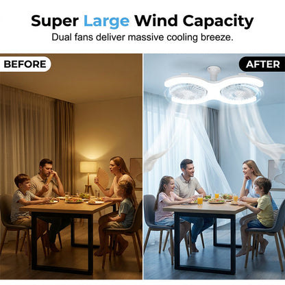 💡🌀 -40% ! Ventilateur de plafond LED double tête – 2 têtes indépendantes, 3 vitesses et télécommande – Idéal pour les grandes pièces ✨