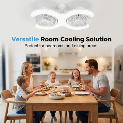 💡🌀 -40% ! Ventilateur de plafond LED double tête – 2 têtes indépendantes, 3 vitesses et télécommande – Idéal pour les grandes pièces ✨