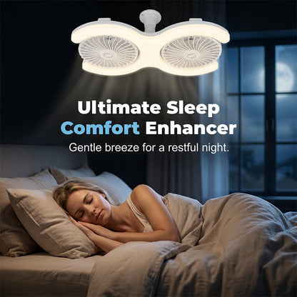 💡🌀 -40% ! Ventilateur de plafond LED double tête – 2 têtes indépendantes, 3 vitesses et télécommande – Idéal pour les grandes pièces ✨