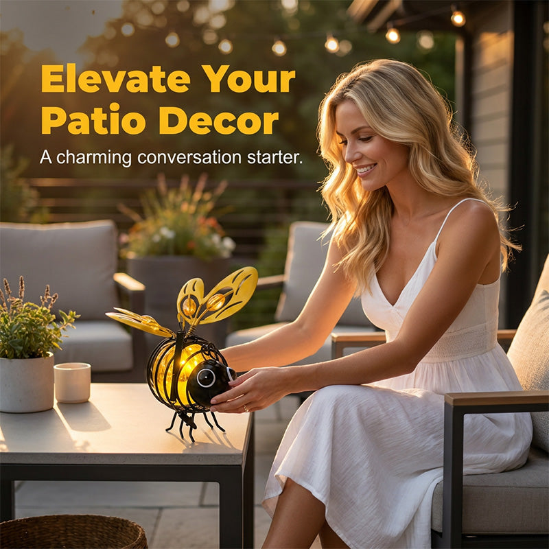 🐝🌸 PROMO FLASH 50% ! Lumière Abeille Solaire Suspendue – Métal, Allumage Auto Crépuscule, Résiste Intempéries, 6-12h d'Éclairage, Idéale Jardin & Balcon 🏡✨