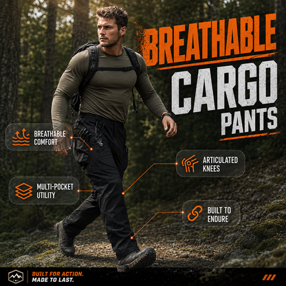 👖🔄🏃 OFFRE LIMITÉE 50% DE RÉDUCTION! Pantalon Cargo Extensible et Respirant pour Homme – Ceinture Élastique, Tissu 4-Directions Extensible, Bouge avec Vous – Parfait pour le Travail, les Voyages ou les Aventures du Week-end 🧳🌲