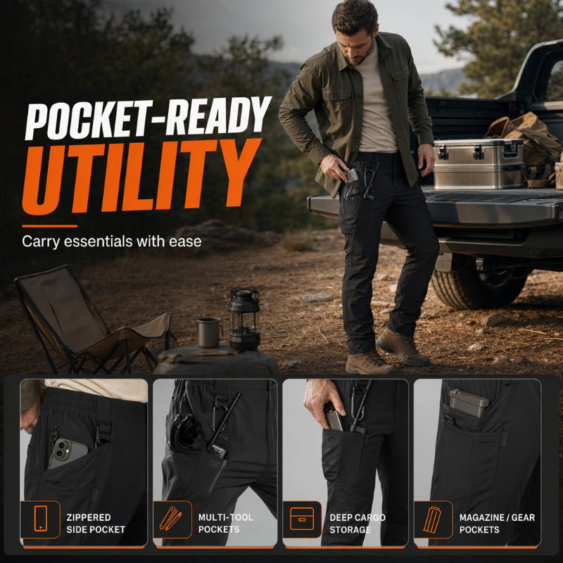 👖🔄🏃 OFFRE LIMITÉE 50% DE RÉDUCTION! Pantalon Cargo Extensible et Respirant pour Homme – Ceinture Élastique, Tissu 4-Directions Extensible, Bouge avec Vous – Parfait pour le Travail, les Voyages ou les Aventures du Week-end 🧳🌲