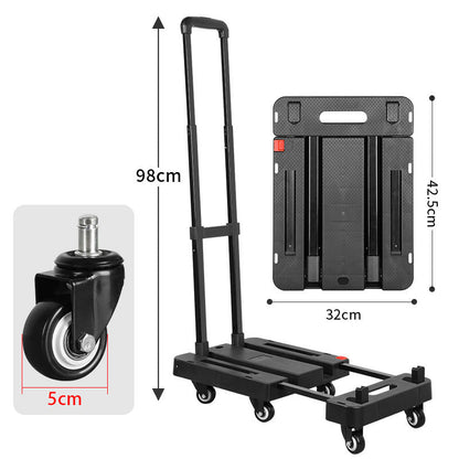 📢📢40% DE RÉDUCTION !! ⏰ Chariot pliable | Capacité de charge de 150 kg 💪 | Roulettes silencieuses en PU 🔇 | Poignée télescopique et verrou de sécurité 🔒 | Structure compacte et peu encombrante 📦