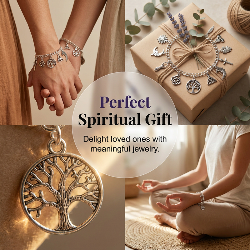📢📢40% DE RÉDUCTION !! ⏰ Bracelet vintage paganiste à breloques – Symboles spirituels & finition antique – Parfait pour le style bohème – ajoute une touche mystique à votre quotidien 🌙🌿