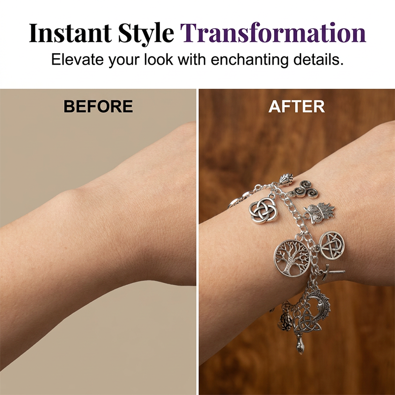 📢📢40% DE RÉDUCTION !! ⏰ Bracelet vintage paganiste à breloques – Symboles spirituels & finition antique – Parfait pour le style bohème – ajoute une touche mystique à votre quotidien 🌙🌿