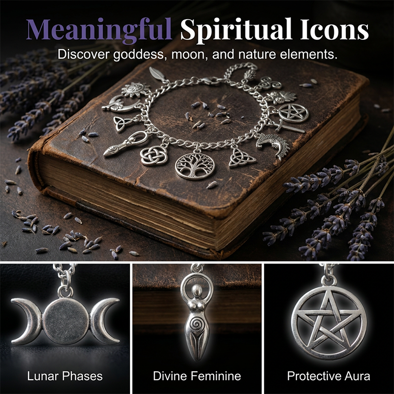 📢📢40% DE RÉDUCTION !! ⏰ Bracelet vintage paganiste à breloques – Symboles spirituels & finition antique – Parfait pour le style bohème – ajoute une touche mystique à votre quotidien 🌙🌿