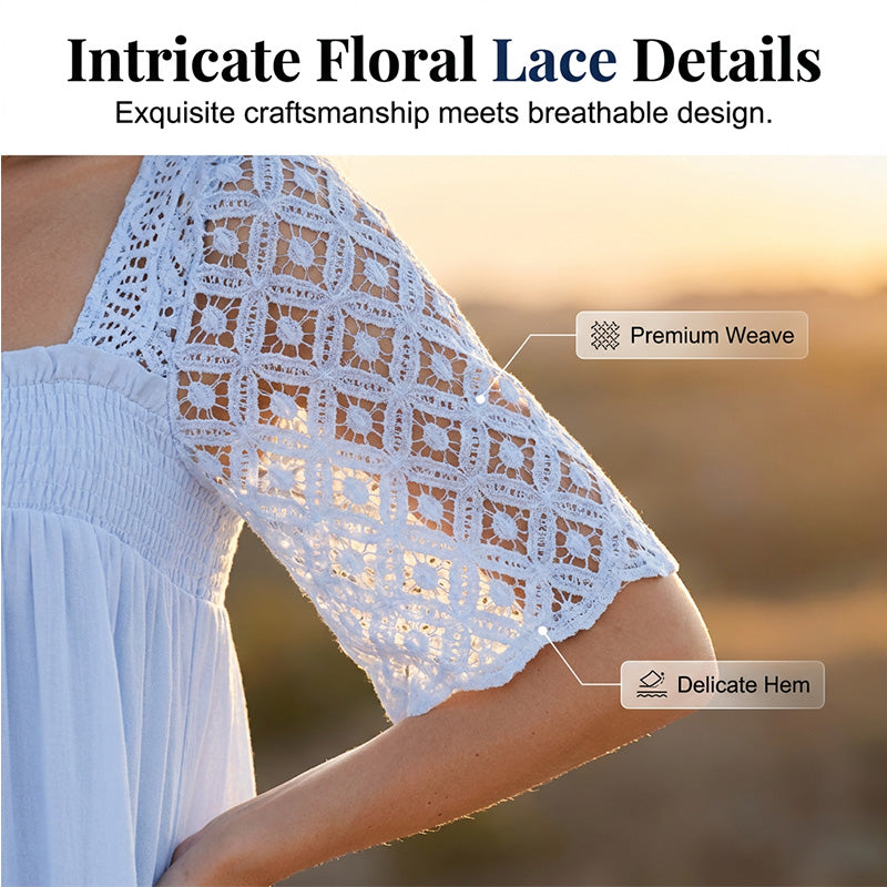 📢📢40% DE RÉDUCTION !! ⏰Robe Smockée à Encolure Carrée pour Femme