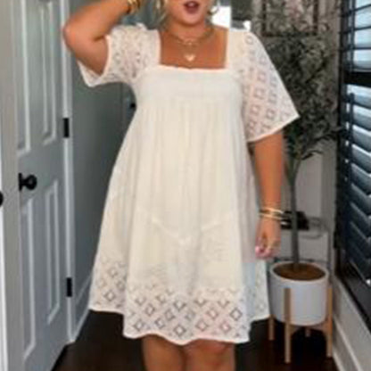 📢📢40% DE RÉDUCTION !! ⏰Robe Smockée à Encolure Carrée pour Femme
