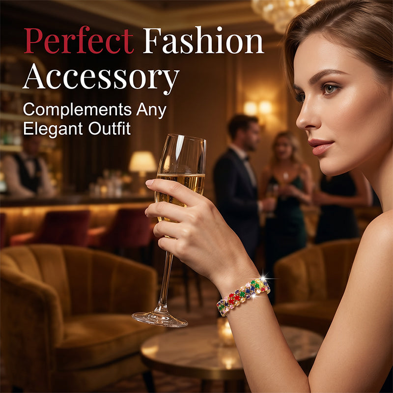 📢📢40% DE RÉDUCTION !! ⏰ Bracelet tennis multicolore élégant pour femme – Strass & finition dorée – Lumineux, raffiné & polyvalent – parfait pour le quotidien ou les occasions spéciales ✨💖🌿