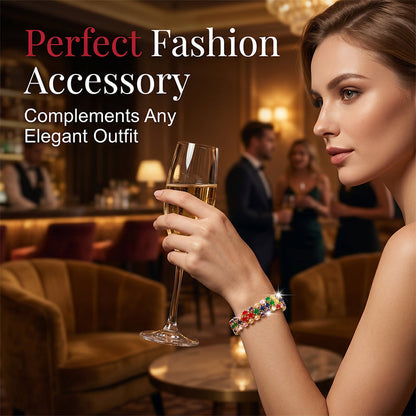 📢📢40% DE RÉDUCTION !! ⏰ Bracelet tennis multicolore élégant pour femme – Strass & finition dorée – Lumineux, raffiné & polyvalent – parfait pour le quotidien ou les occasions spéciales ✨💖🌿