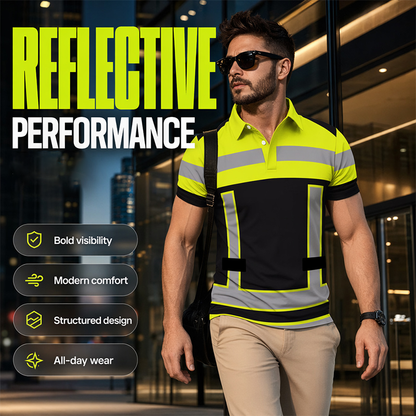 📢📢50 % DE RÉDUCTION !!⏰Chemise manches courtes réfléchissante haute visibilité pour homme