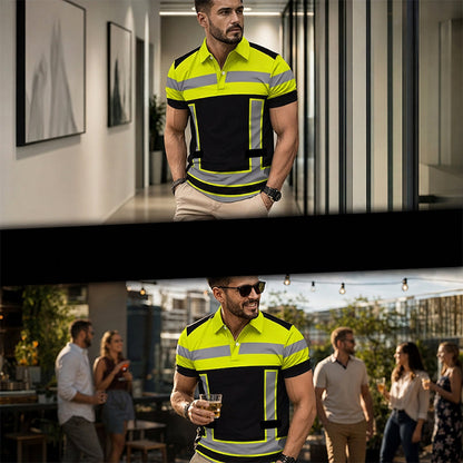 📢📢50 % DE RÉDUCTION !!⏰Chemise manches courtes réfléchissante haute visibilité pour homme