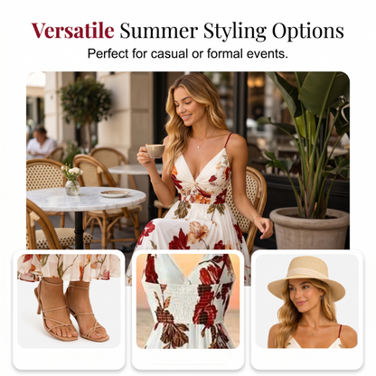 👗 50% DE RÉDUCTION 🌺 Robe maxi à bretelles spaghetti imprimée – Fluide, légère & bohème – Parfaite pour la plage, les vacances ou les journées chaudes – look romantique et facile à porter ☀️✨🌸
