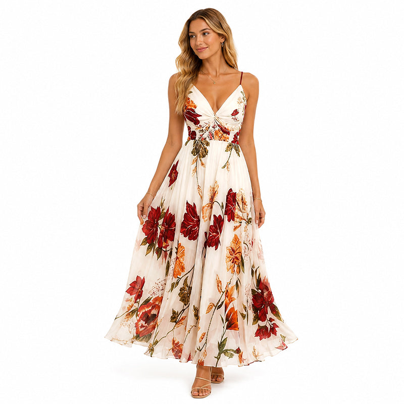 👗 50% DE RÉDUCTION 🌺 Robe maxi à bretelles spaghetti imprimée – Fluide, légère & bohème – Parfaite pour la plage, les vacances ou les journées chaudes – look romantique et facile à porter ☀️✨🌸