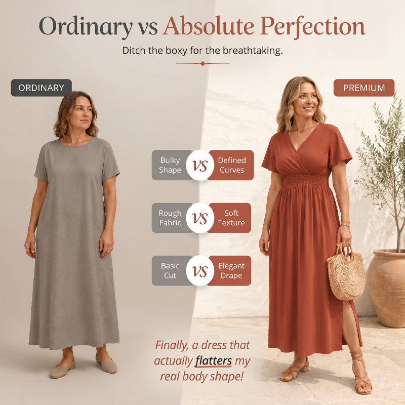🌿☀️👡 OFFRE LIMITÉE 60% DE RÉDUCTION! Robe Respirante à Col V et Fente Latérale – Tissu Rayonne Doux, Coupe Aérée, Facile à Habiller ou Décontracter – Idéale pour les Jours Chauds, le Brunch ou les Courses Quotidiennes 👒