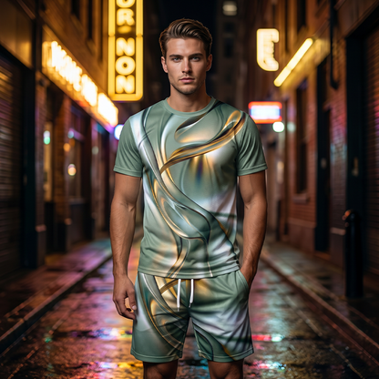 📢📢40 % DE RÉDUCTION !!⏰Ensemble t-shirt graphique et short décontracté pour homme