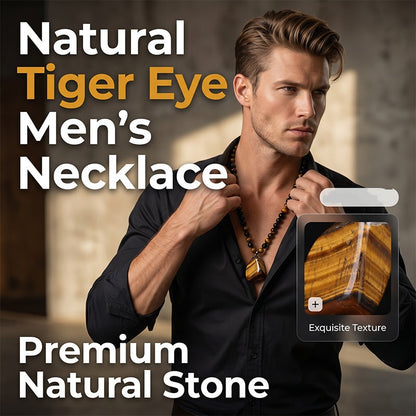 📢📢40 % DE RÉDUCTION !! ⏰Collier Perlé Œil de Tigre pour Homme