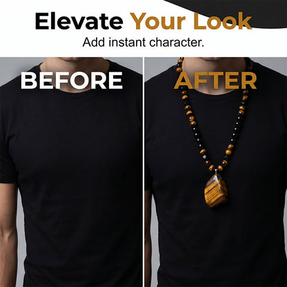 📢📢40 % DE RÉDUCTION !! ⏰Collier Perlé Œil de Tigre pour Homme