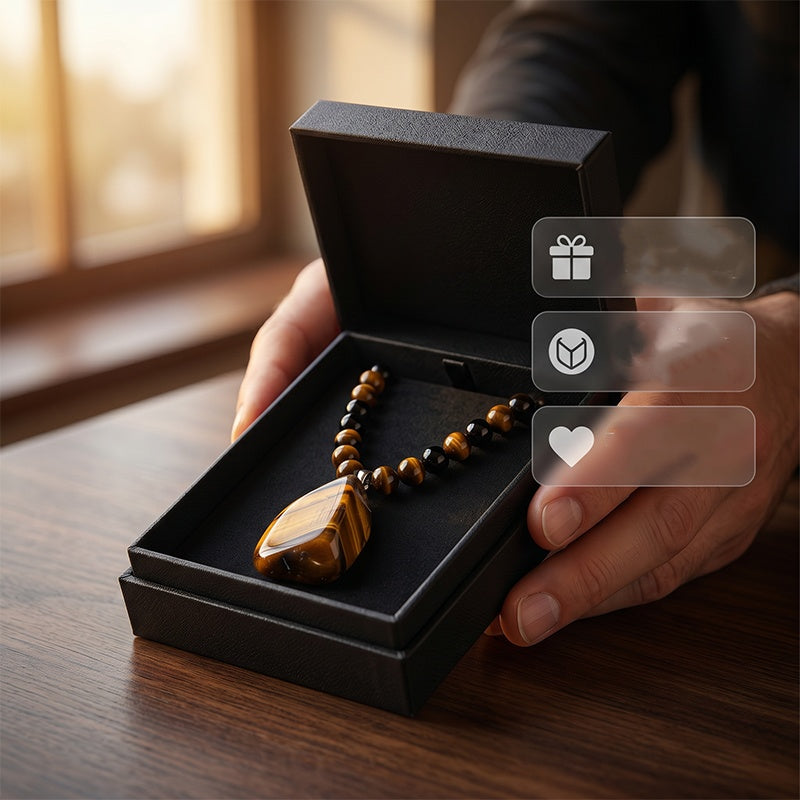 📢📢40 % DE RÉDUCTION !! ⏰Collier Perlé Œil de Tigre pour Homme
