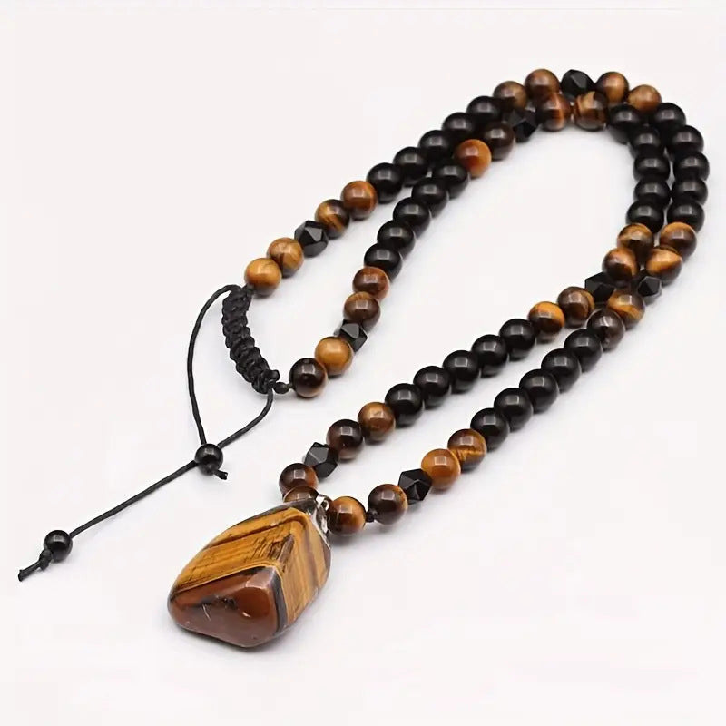 📢📢40 % DE RÉDUCTION !! ⏰Collier Perlé Œil de Tigre pour Homme