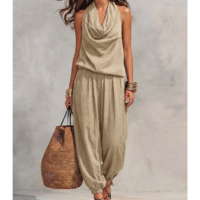 ✨Combinaison Femme Col Halter Jambe Large