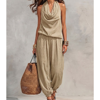 ✨Combinaison Femme Col Halter Jambe Large