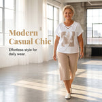 Ensemble 2 pièces décontracté col V & pantalon court – confortable, respirant & polyvalent