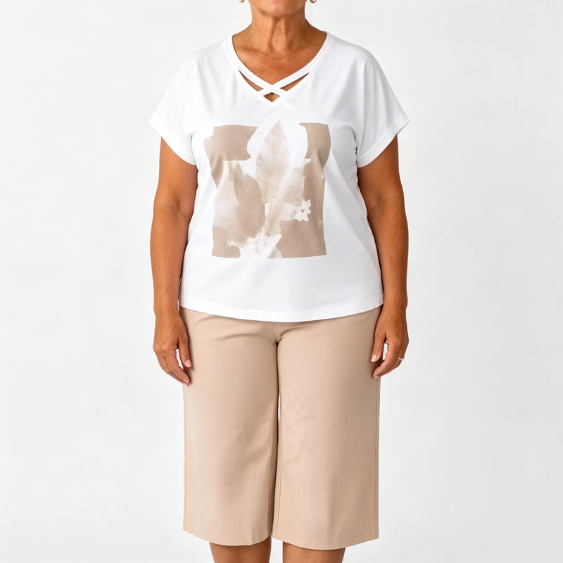 Ensemble 2 pièces décontracté col V & pantalon court – confortable, respirant & polyvalent