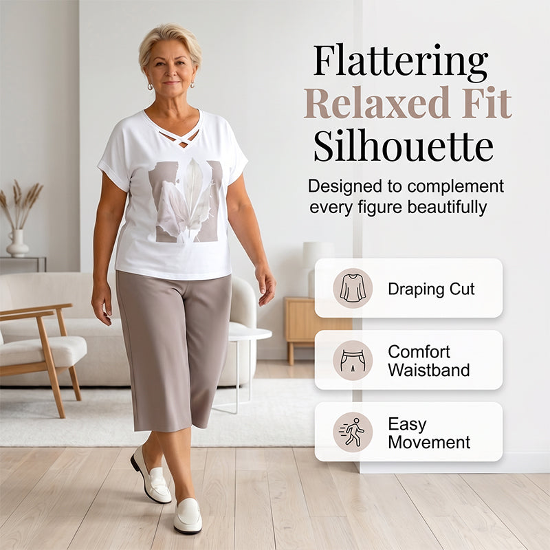 Ensemble 2 pièces décontracté col V & pantalon court – confortable, respirant & polyvalent