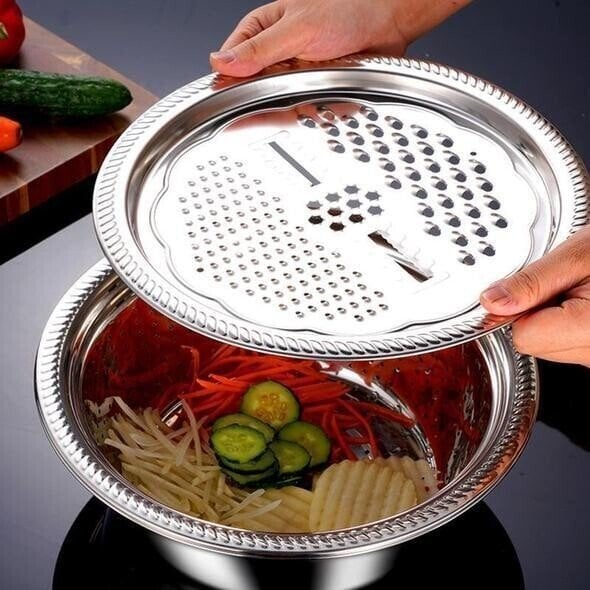 🍳 OFFRE LIMITÉE – 50% DE RÉDUCTION ! 🔥 Bassin Multifonctionnel en Acier Inoxydable – Qualité Allemande, Tamis à Mailles Fines & Râpe Inclus – Idéal pour Tamiser, Filtrer et Préparer en Cuisine ✨