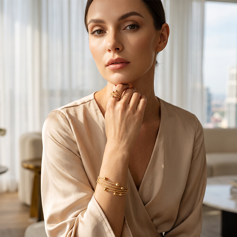 📢📢40% DE RÉDUCTION !! ⏰ Ensemble Bracelet Enroulé Brillant – Alliage – Design Superposé & Ajustable for Femme